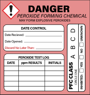 Peroxide Forming Chemical Label